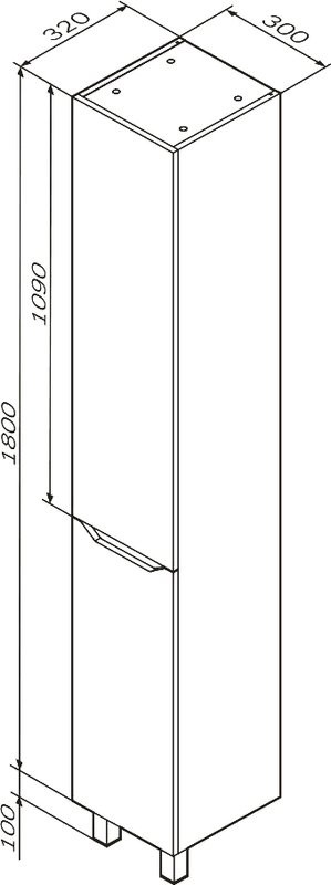 Шкаф-пенал для ванной AM.PM Tender R напольный, графит матовый