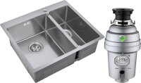 Комплект Мойка Zorg R R 59-2-51-L L, нержавеющая сталь + Измельчитель Inox D