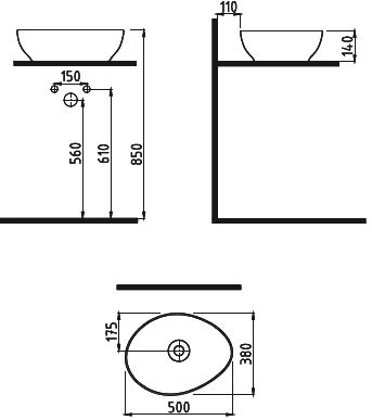 Накладная раковина Bien Motto MTLG05004FD0W5000