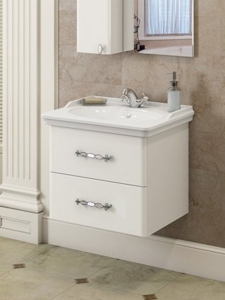 Тумба с раковиной Comforty Неаполь 65 подвесная, белый глянец, с раковиной 50165