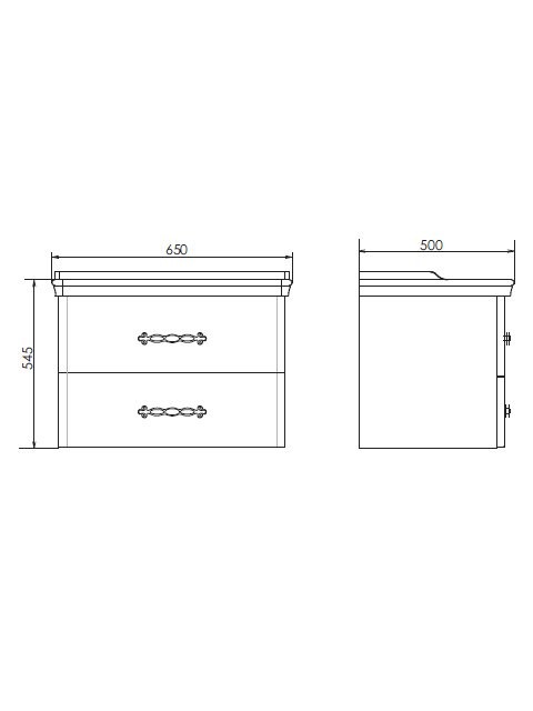 Тумба с раковиной Comforty Неаполь 65 подвесная, белый глянец, с раковиной 50165