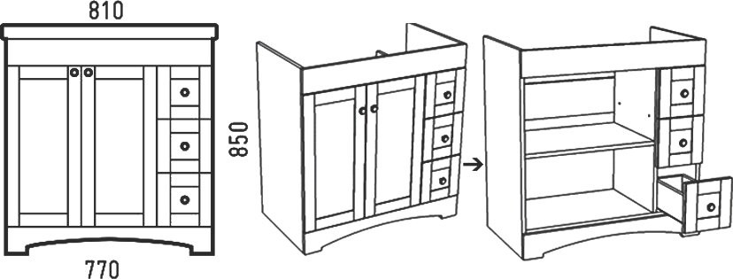 Тумба под раковину без столешницы Corozo Техас 80, напольная