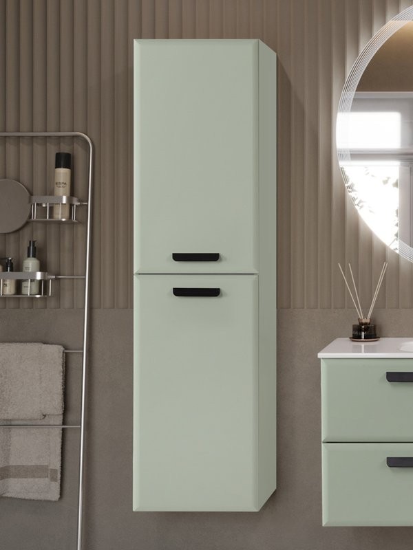 Шкаф-пенал для ванной Cezares Eco-Cer-N 40 универсальный светло-зеленый матовый, ручки матовый черный