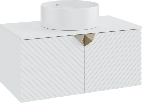 Тумба с раковиной Runo Андорра 85 белая матовая, белый глянец, раковина Palla 40