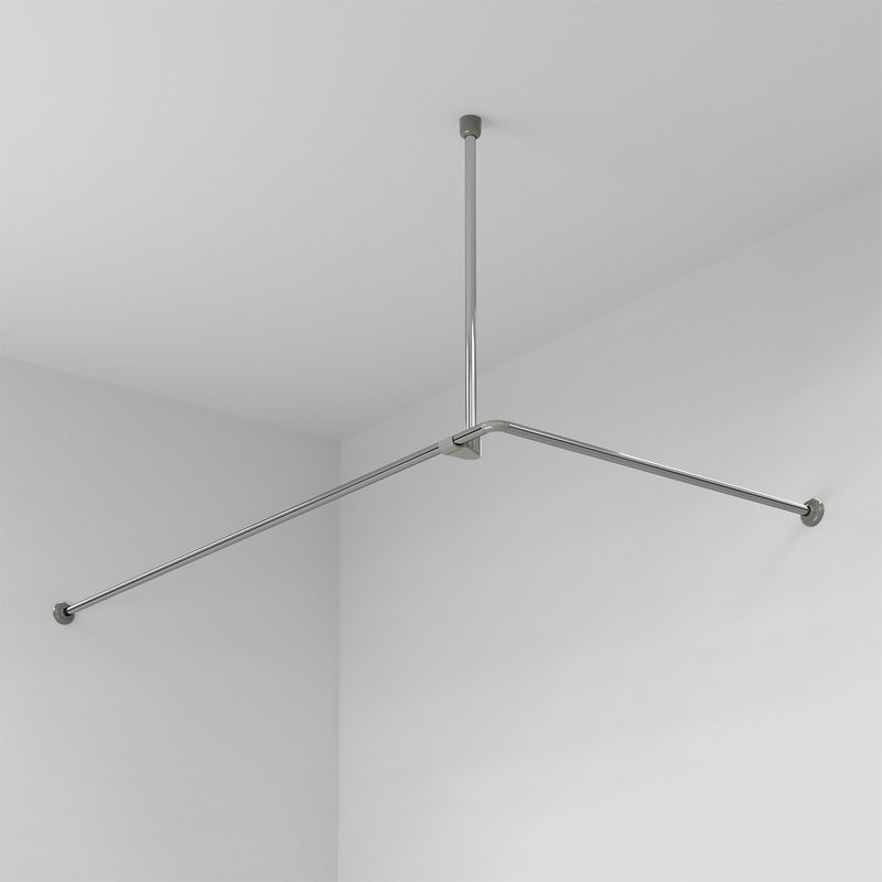 Угловой карниз для ванны Wasserkraft Dinkel SC-469018 180x90 см, Г-образный, серебристый