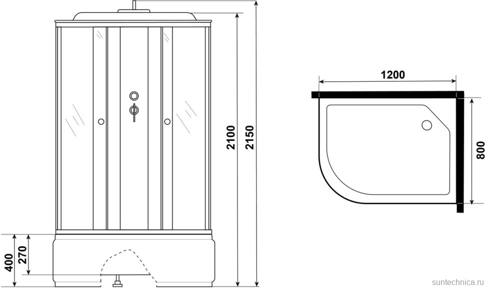 Душевая кабина Niagara Eco E120/80/40R/TN 120х80 см