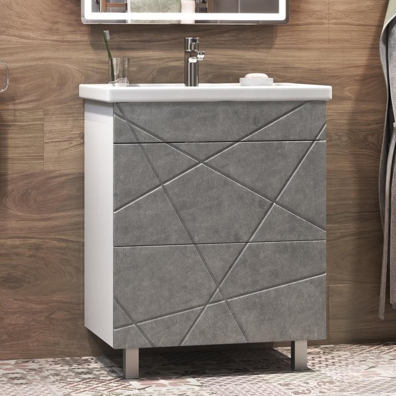 Тумба с раковиной Vigo Geometry 60 бетон
