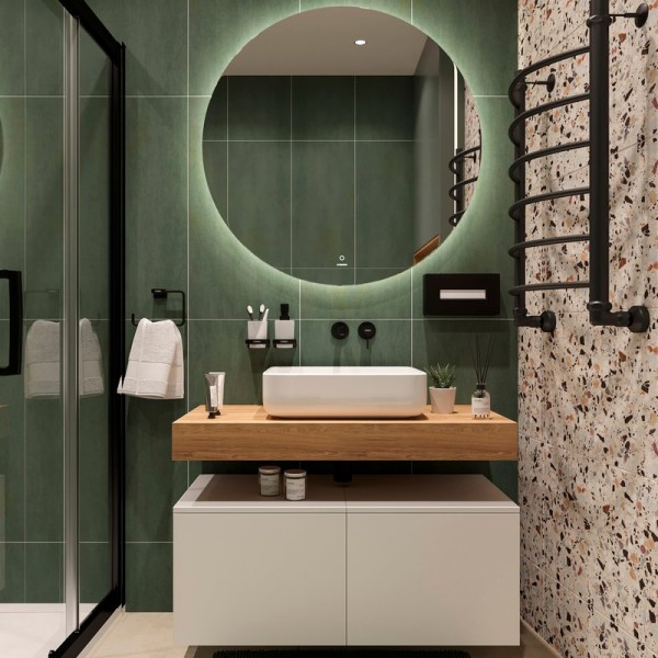 Мебель для ванной комнаты STWORKI Ольборг 100 столешница дуб французский, без отверстий, 2 тумбы 50, с раковиной STWORKI Soul 1 белой