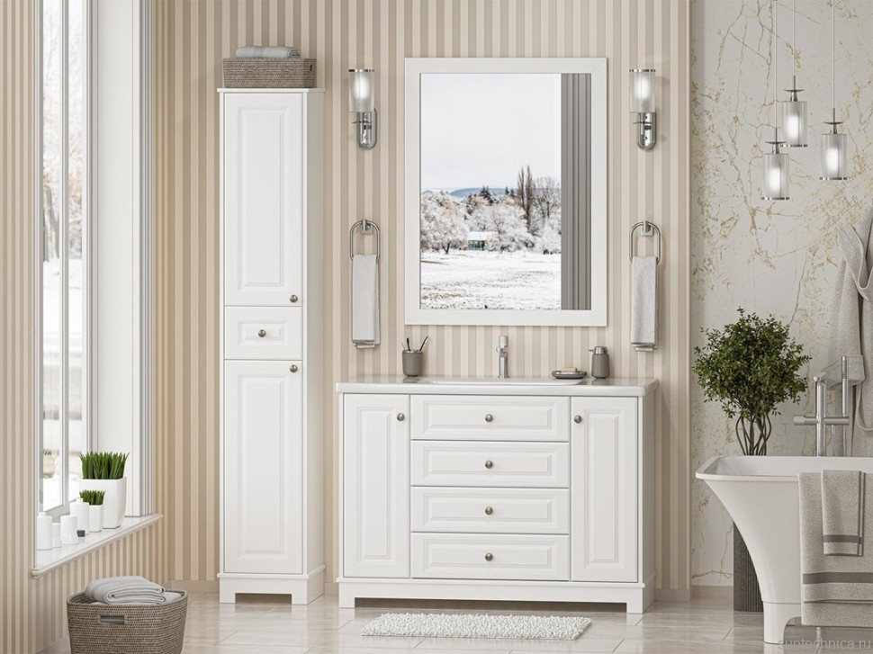 Шкаф-пенал для ванной Misty Ларго 35 L матовый белый