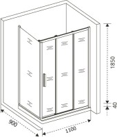 Душевой уголок Good Door Orion WTW+SP-G-CH 110х90 + очиститель для стекол