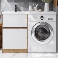 Тумба с раковиной AQUATON Лондри 60 L, дуб сантана, белый