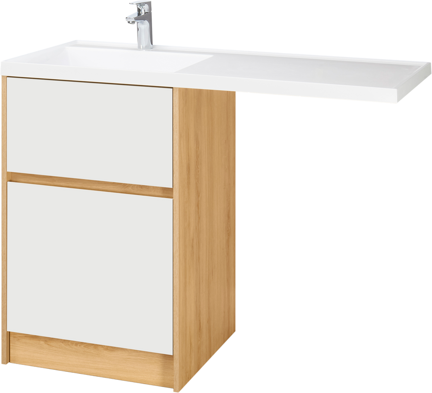 Тумба с раковиной AQUATON Лондри 60 L, дуб сантана, белый