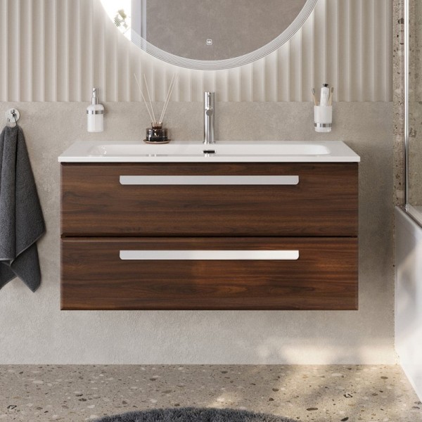 Тумба под раковину без столешницы Cezares Eco Cer-N 100 орех шоколад софт, ручки сатин