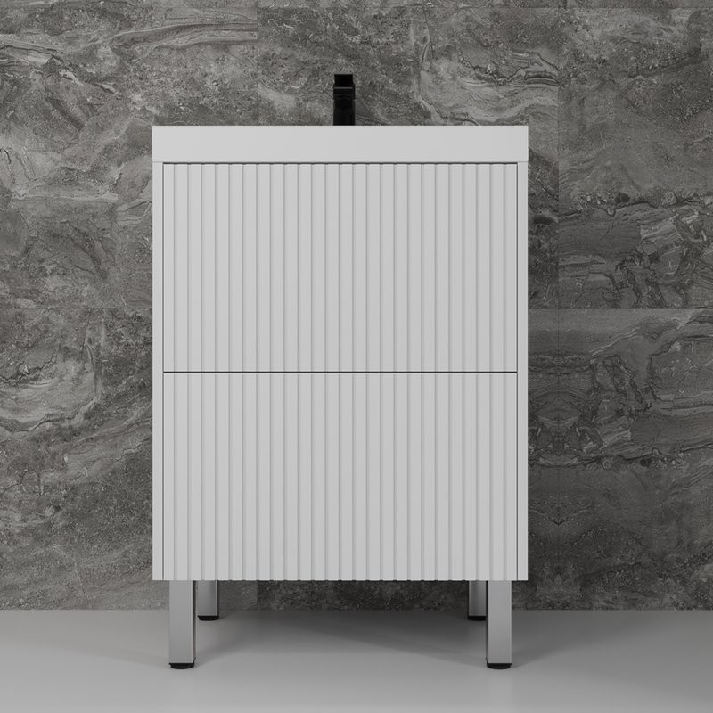 Тумба с раковиной Style Line Стокгольм 60 напольная, белый рифленый софт