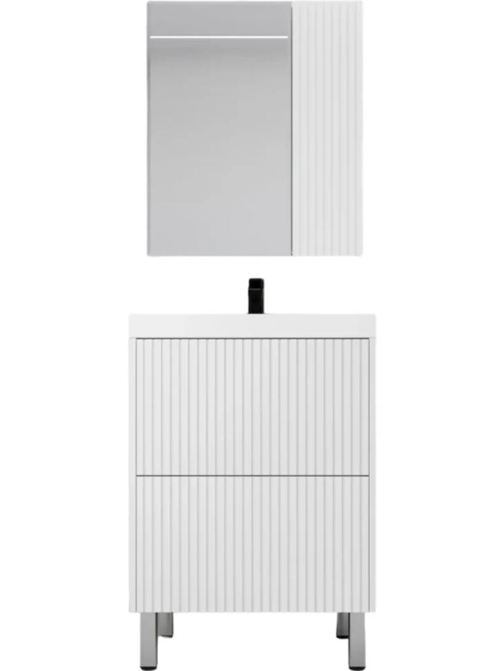 Тумба с раковиной Style Line Стокгольм 60 напольная, белый рифленый софт