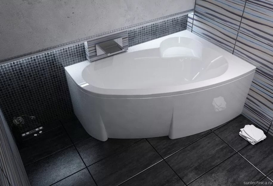Акриловая ванна Ravak Asymmetric R 150x100 см, угловая, правая, встраиваемая, белая, асимметричная, на ножках, с сиденьем