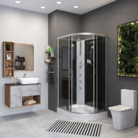 Душевая кабина Niagara Classic NG-3512-14LBKTG 120х80 см, без крыши, с гидромассажем и тропическим душем