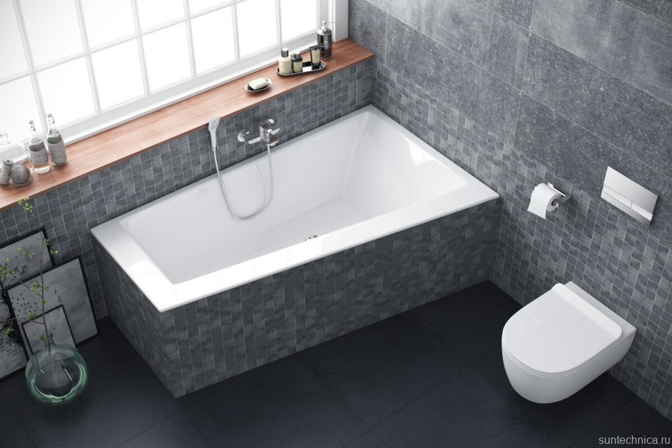 Акриловая ванна Excellent Sfera R 170x100 см, угловая, правая, встраиваемая, белая, асимметричная, с каркасом