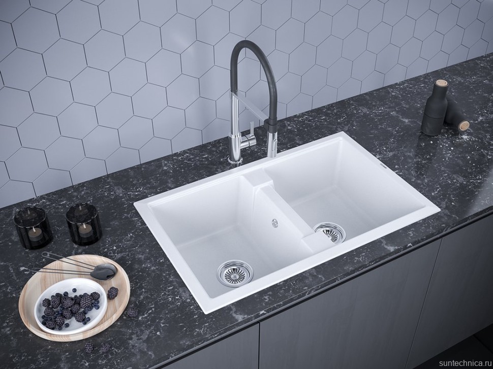 Комплект Мойка Paulmark Tandem 80/2PM238150-WH белая + Измельчитель Intenso