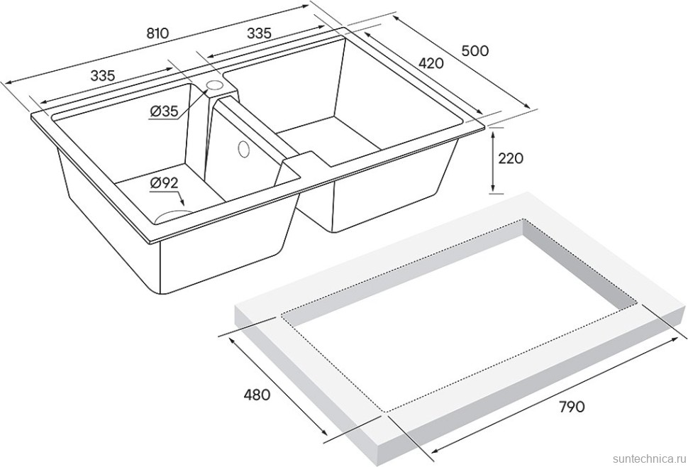 Комплект Мойка Paulmark Tandem 80/2PM238150-WH белая + Измельчитель Intenso