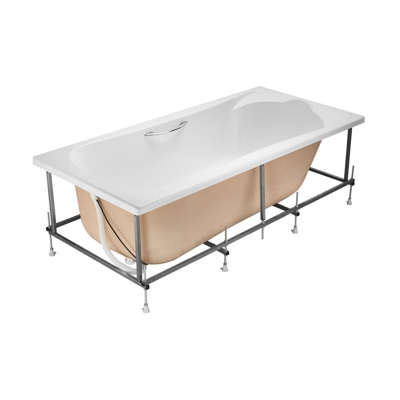 Акриловая ванна Roca BeCool 190x90 см, пристенная, белая, с каркасом, со сливом-переливом