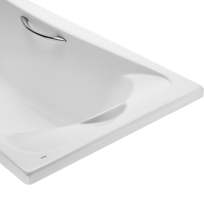 Акриловая ванна Roca BeCool 190x90 см, пристенная, белая, с каркасом, со сливом-переливом