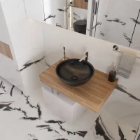 Мебель для ванной комнаты VitrA Ольборг 50: столешница 80, без отверстий, дуб французский + тумба 50