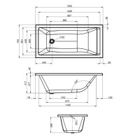 Акриловая ванна AM.PM Gem без опоры 140x70 см, пристенная, белая