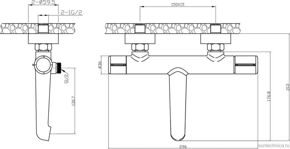 Душевой комплект Смеситель Agger Slim A2210000 + Стойка Marine A0595000