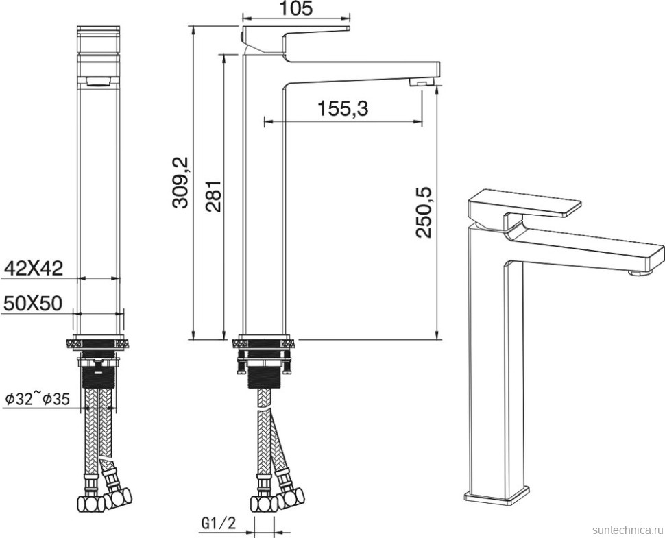 Смеситель для раковины Wonzon & Woghand WW-88019068-CR хром