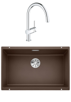 Комплект Мойка Blanco Subline 700-U кофе + Смеситель Grohe Minta 3291800E хром