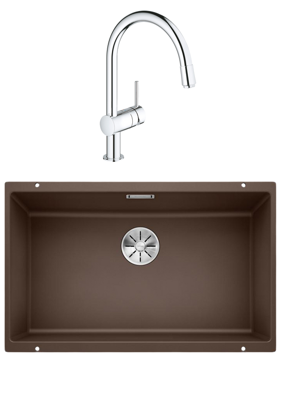 Комплект Мойка Blanco Subline 700-U кофе + Смеситель Grohe Minta 3291800E хром