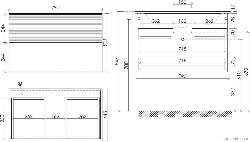 Тумба с раковиной Sancos Delta 80 дуб красный, графит