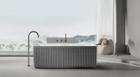 Ванна из искусственного камня AltroBagno Cinzia 090110 170x75 см, отдельностоящая, на ножках, с донным клапаном, с подголовником