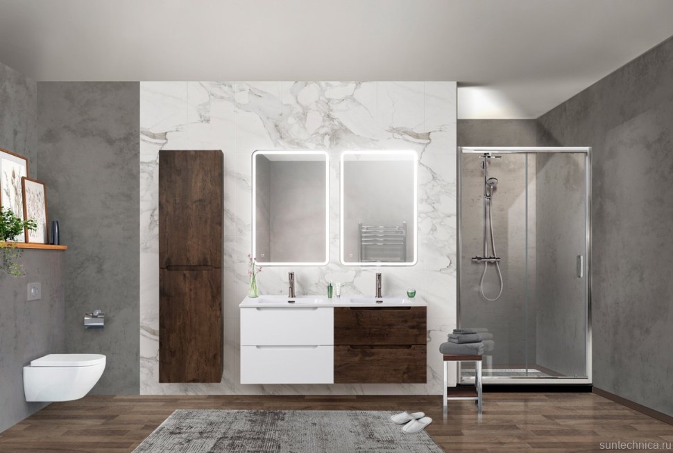 Мебель для ванной комнаты BelBagno Etna 120 bianco lucido, rovere moro
