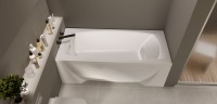 Акриловая ванна Marka One Pragmatika 195x80 см, пристенная, белая, с каркасом, обрезная