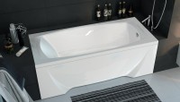 Акриловая ванна Marka One Pragmatika 195x80 см, пристенная, белая, с каркасом, обрезная