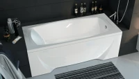 Акриловая ванна Marka One Pragmatika 195x80 см, пристенная, белая, с каркасом, обрезная