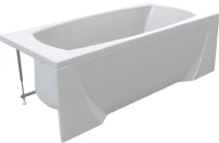 Акриловая ванна Marka One Pragmatika 195x80 см, пристенная, белая, с каркасом, обрезная