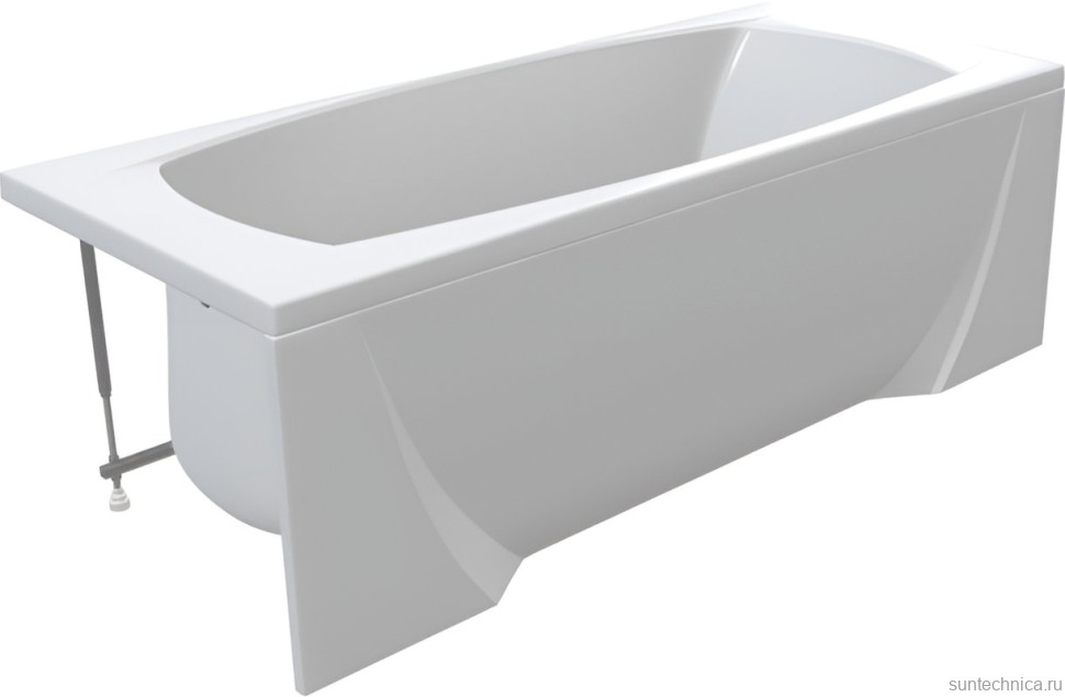 Акриловая ванна Marka One Pragmatika 195x80 см, пристенная, белая, с каркасом, обрезная