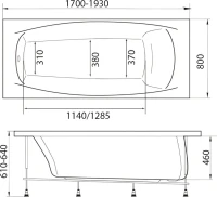 Акриловая ванна Marka One Pragmatika 195x80 см, пристенная, белая, с каркасом, обрезная