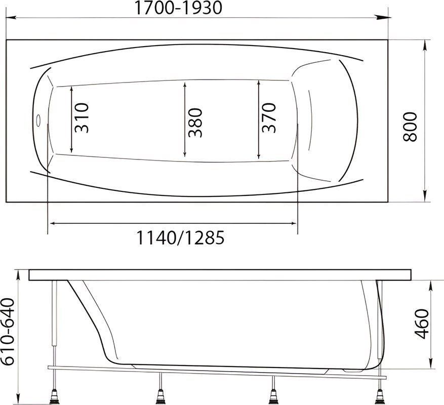 Акриловая ванна Marka One Pragmatika 195x80 см, пристенная, белая, с каркасом, обрезная