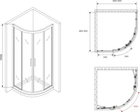 Душевой уголок Abber Schwarzer Diamant AG01090M 90x90, профиль хром матовый, стекло матовое