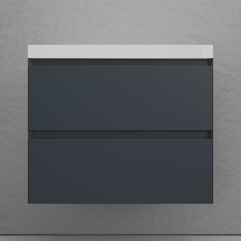 Тумба подвесная "Манхэттен 70" ЭМАЛЬ, под раковину ASTI, 2 ящика, PLUS, графит