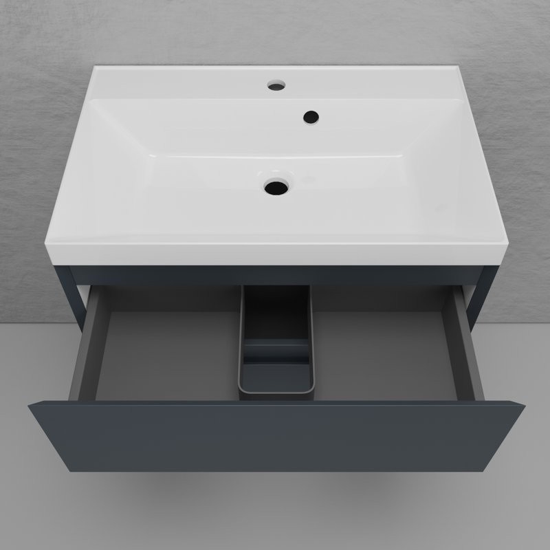 Тумба подвесная "Манхэттен 70" ЭМАЛЬ, под раковину ASTI, 2 ящика, PLUS, графит