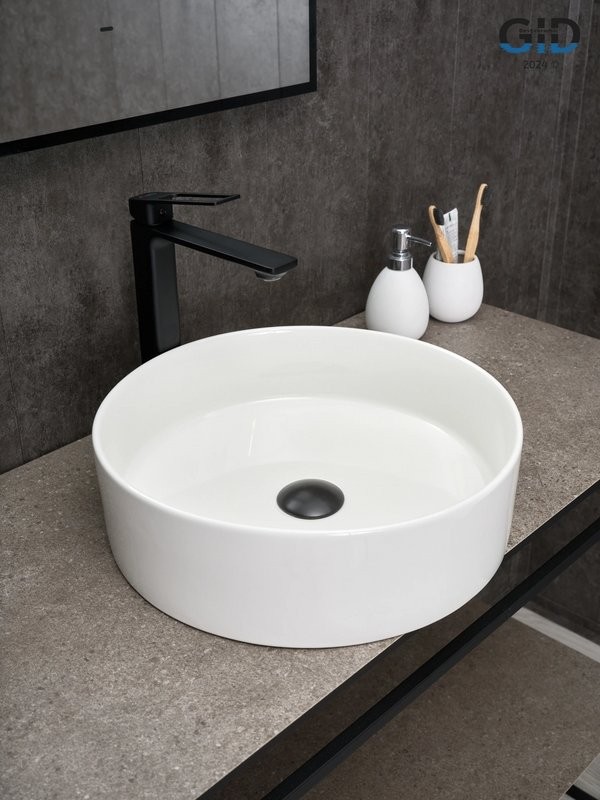 Накладная раковина GID Esfera N9423 40 глянцевая белая, круглая, фаянс