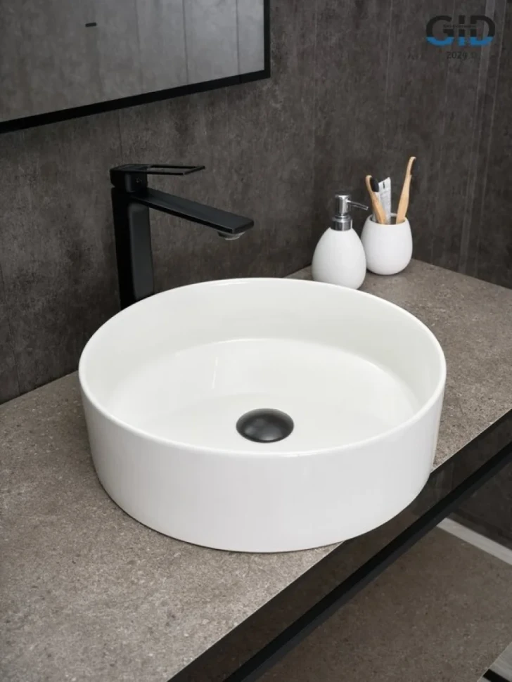 Накладная раковина GID Esfera N9423 40 глянцевая белая, круглая, фаянс