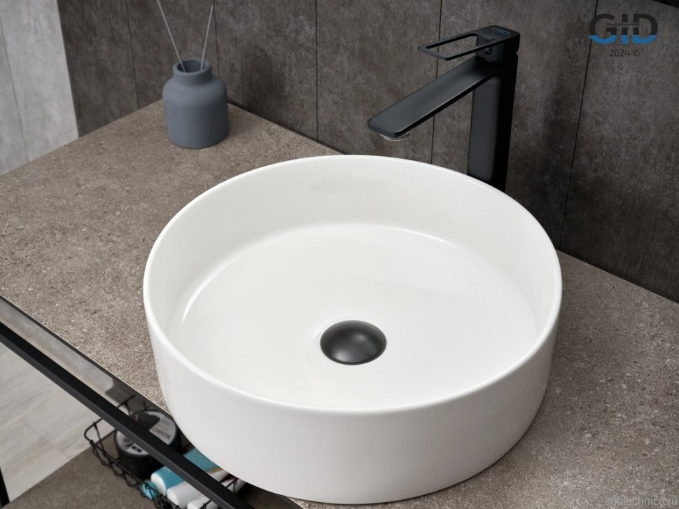 Накладная раковина GID Esfera N9423 40 глянцевая белая, круглая, фаянс