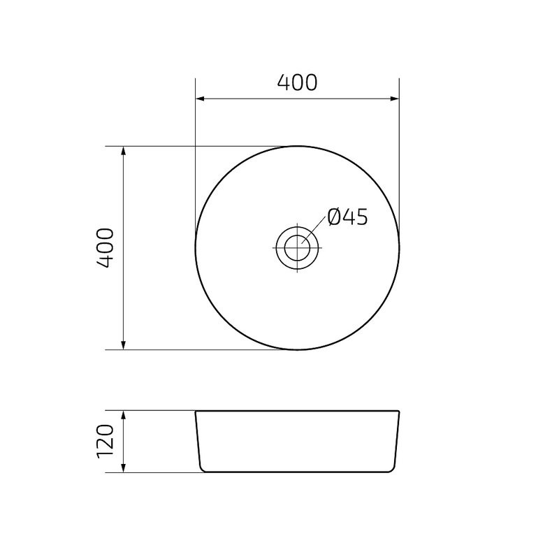 Накладная раковина GID Esfera N9423 40 глянцевая белая, круглая, фаянс