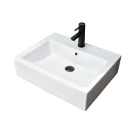 Накладная раковина GID Geometrico N9157 57 глянцевая белая, прямоугольная, фаянс, с 1 отверстием под смеситель